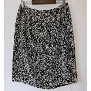 Talbots Womens Black‎ White Silk Pencil Skirt Size 12 Office Career Lightweight